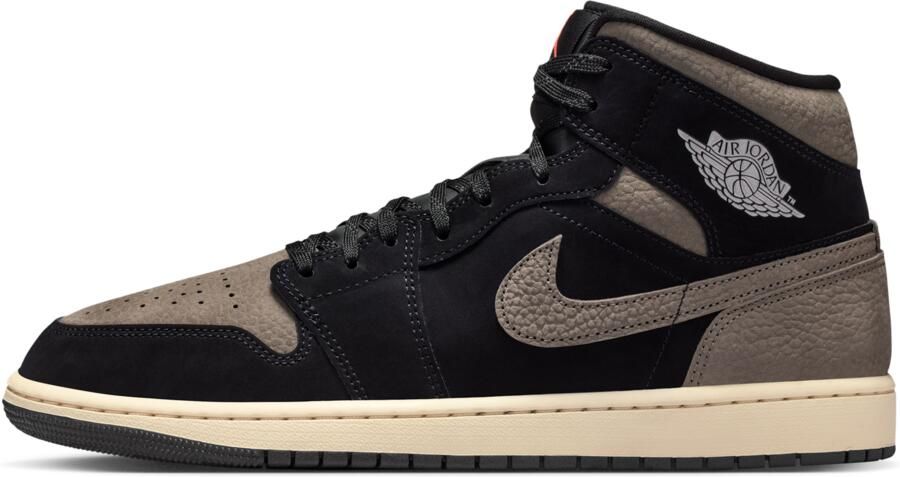 Jordan Aj1 Mid Sneakers Heren Zwart Leer Synthetisch