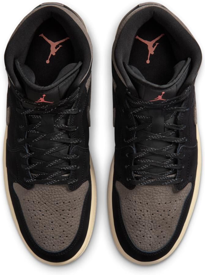 Jordan Aj1 Mid Sneakers Heren Zwart Leer Synthetisch - Foto 2