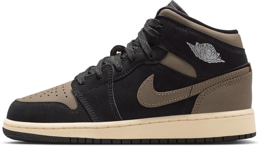 Jordan Aj1 Mid Kindersneakers Zwart Mesh Synthetisch