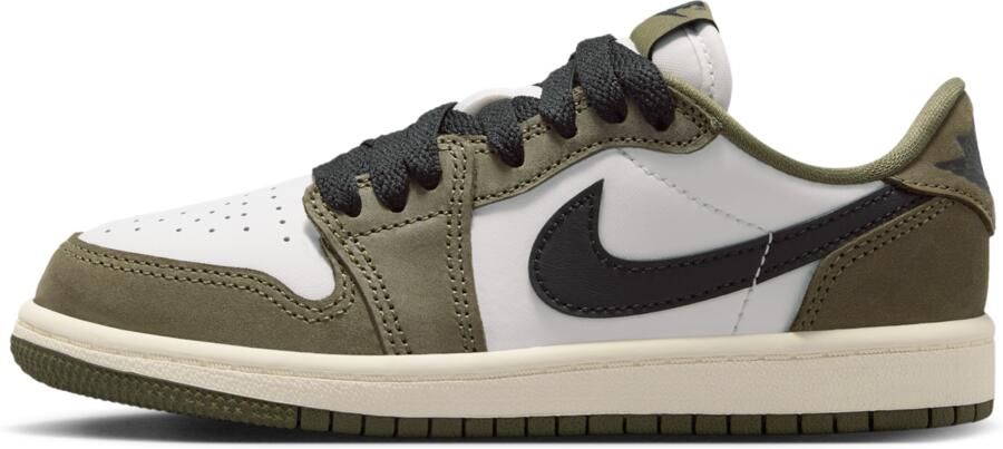 Jordan Air  1 Retro Low 'Medium Olive and Summit White' kleuterschoenen Groen