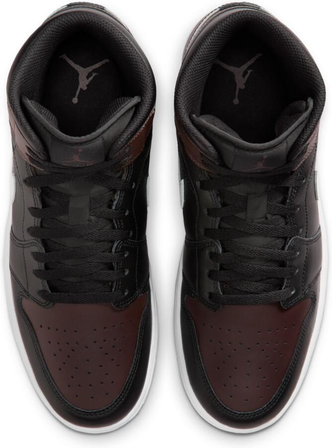 Jordan Aj1 Mid Sneakers Heren Bruin Leer Synthetisch