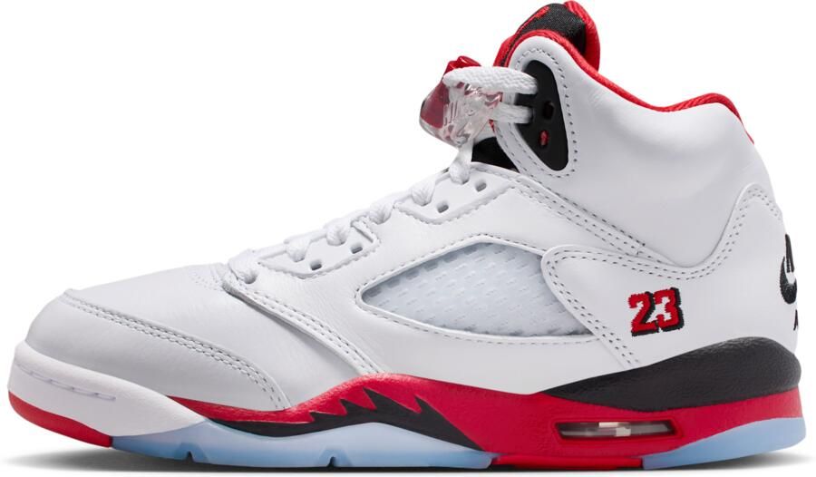 Jordan Air 5 Retro 'Fire Red Black Tongue' kinderschoenen Wit