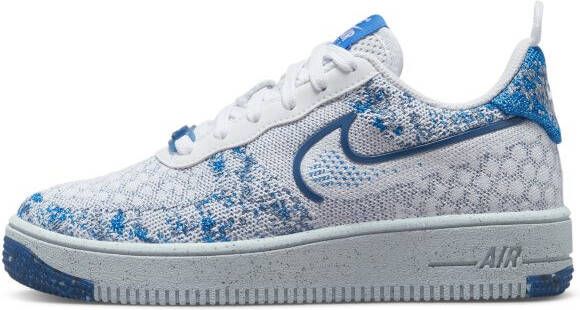 Nike Air Force 1 Low Crater Flyknit Dames Sneakers Schoenen Wit-Blauw AF1 DM1060 - Foto 2
