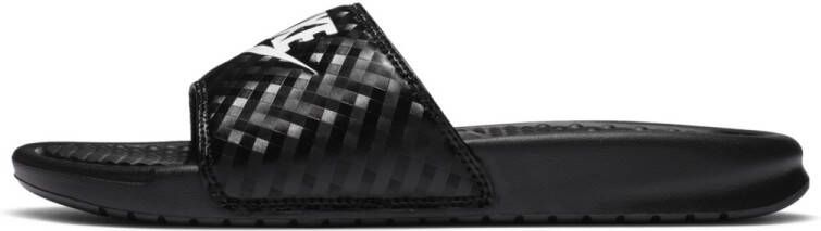 Nike Benassi Dames Slippers en Sandalen Black Mesh Synthetisch Foot Locker - Foto 2