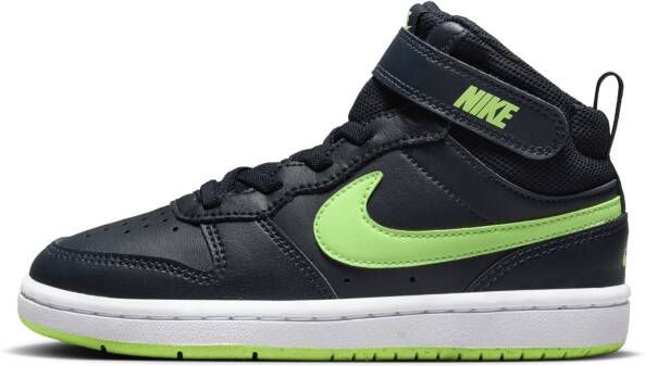 Nike Court Borought Mid Zwart Sneakers Klittenband Kinderen