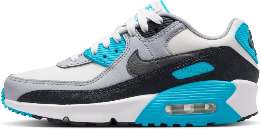 Nike Air Max 90 Leather Sneakers Kids Lichtgrijs Donkergrijs Blauw