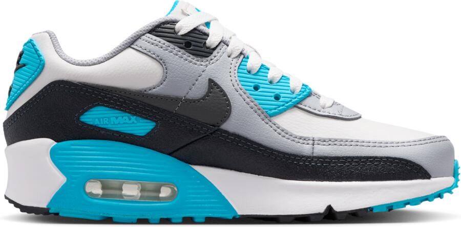 Nike Air Max 90 Leather Sneakers Kids Lichtgrijs Donkergrijs Blauw - Foto 3