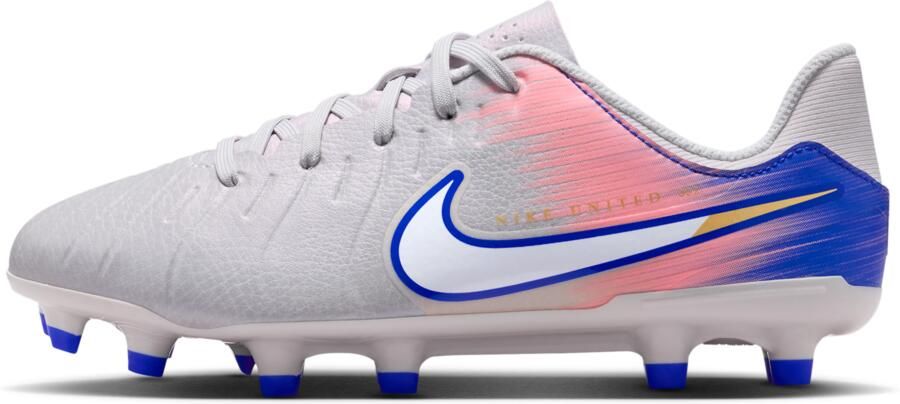 Nike United Jr. Tiempo Legend 10 Academy low-top voetbalschoenen voor kids (meerdere ondergronden) Grijs