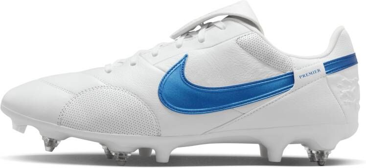 Nike Premier III IJzeren-Nop Voetbalschoenen (SG) Anti-Clog Wit Blauw