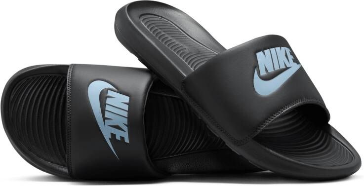 Nike Victori One Slippers Zwart Lichtblauw
