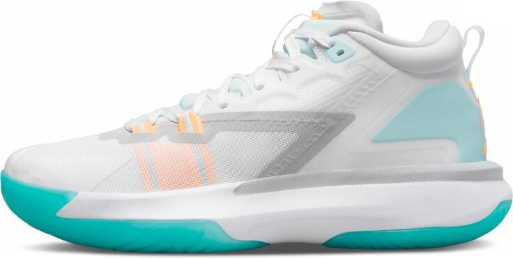 Jordan Zion 1 White Black Laser Orange Dynamic Turq Schoenmaat 40 1 2 Basketball Performance Mid DA3130 101 - Foto 2