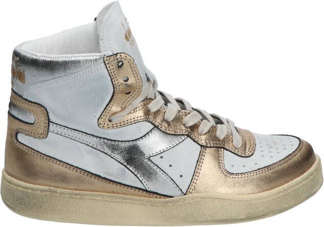 Diadora Heritage Mi Basket Metallic White Beige Sneakers