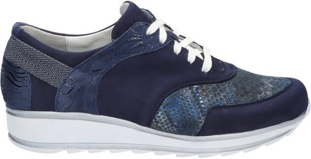 Durea Sneakers Dames Lage sneakers Damesschoenen Suède 6225 688 Pythonprint Blauw combi