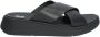 FitFlop Slippers F-MODE LEATHER FLATFORM CROSS SLIDES All Black - Thumbnail 4
