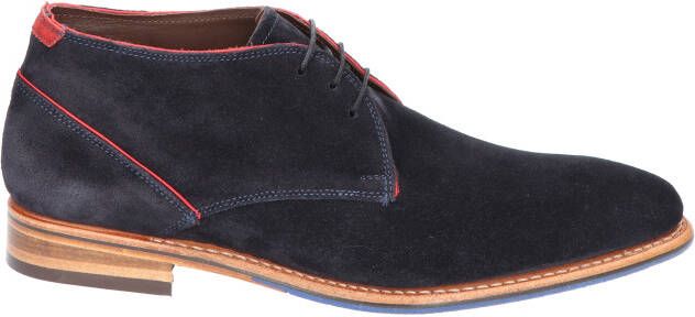 Floris van bommel SFM-50034 DarkBlue Suede H-Wijdte Veter boots