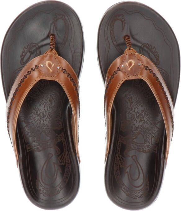 Olukai Mea Ola Tan Dark Java Slippers