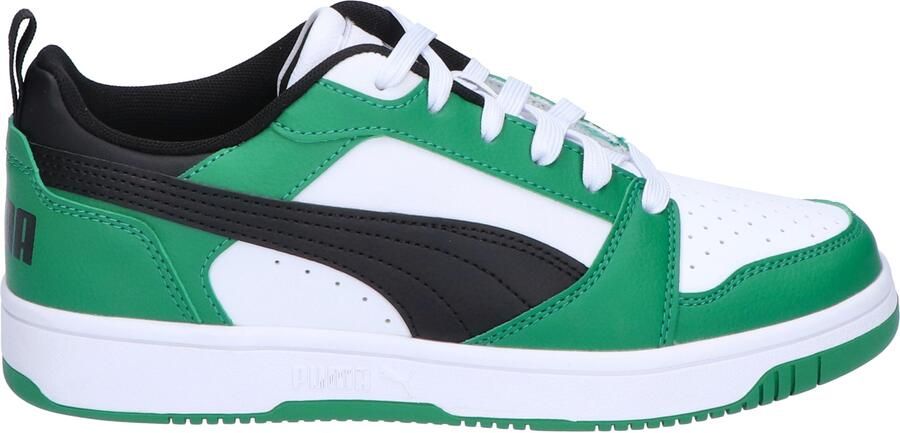 Puma Rebound V6 Low Junior White Black Green