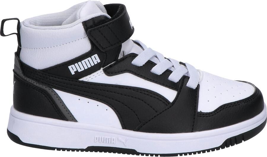 Puma Rebound V6 Mid Basket Velcro White Black Grey