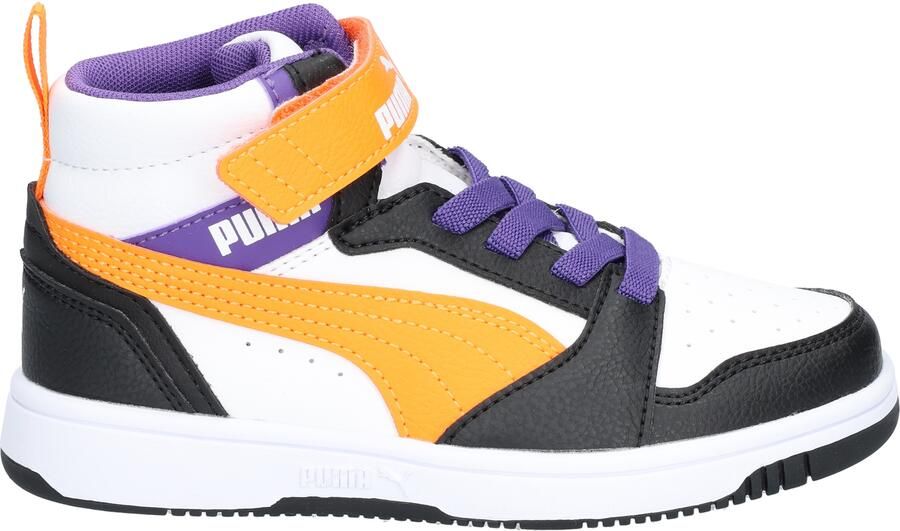 Puma Rebound V6 Mid Velcro 34 White Orange Black