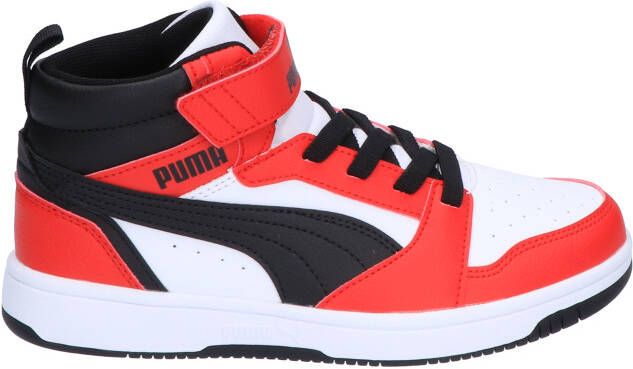 Puma Rebound V6 Mid Basket Velcro White Black Red