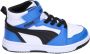 Puma Rebound V6 Mid sneakers wit zwart blauw Jongens Meisjes Imitatieleer 28 - Thumbnail 4