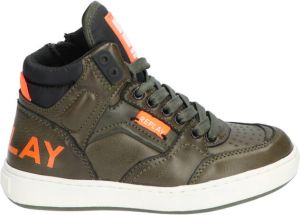 Replay Wall Mid Cut Lace Up Sneaker Army Green Sneakers