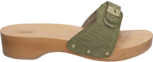 Scholl Iconic Pescura Heel Embossed Suede Green Muilen