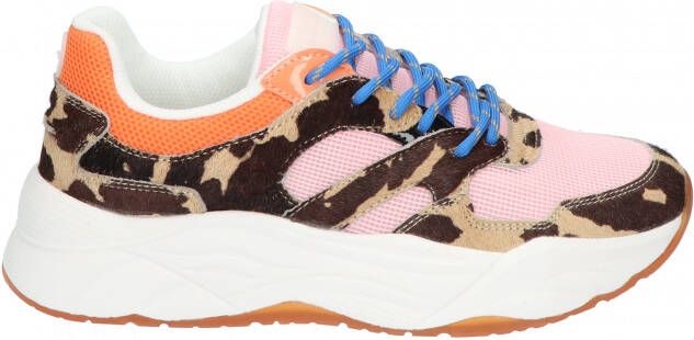 Scotch & Soda Celest leren chunky sneakers met dierenprint lichtroze multi - Foto 4
