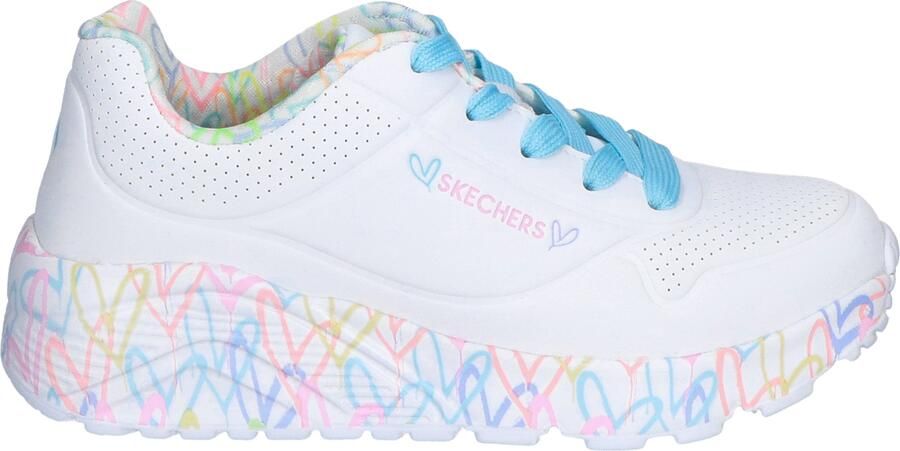 Skechers Uno Lite J Goldcrown Love White Pink Turqoise