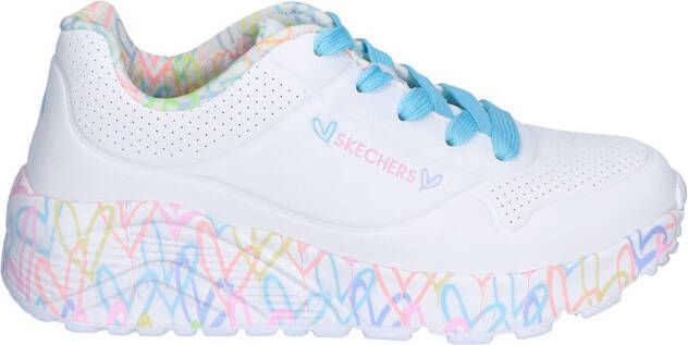 Skechers X J Goldcrown Uno Lite Lovely Luv White Pink Turqoise