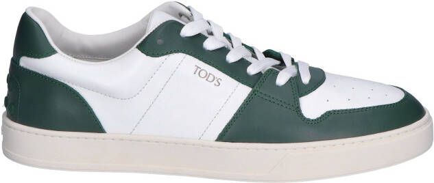 Tods Sneakers in Leather White Green Lage sneakers