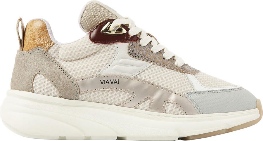 VIA VAI Vic Harmony Sneakers dames Leer Mesh Suède Beige