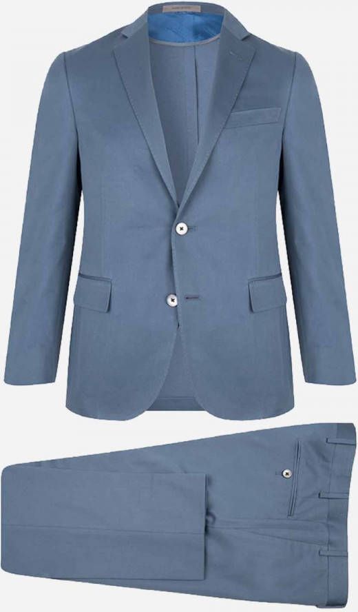 corneliani Katoen cashmere slim fit pak Blauw