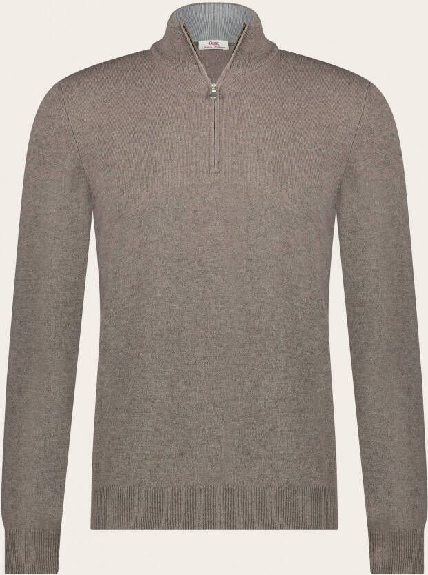 OGER Italian Knitwear Virgin wollen cashmere trui met ritssluiting Beige