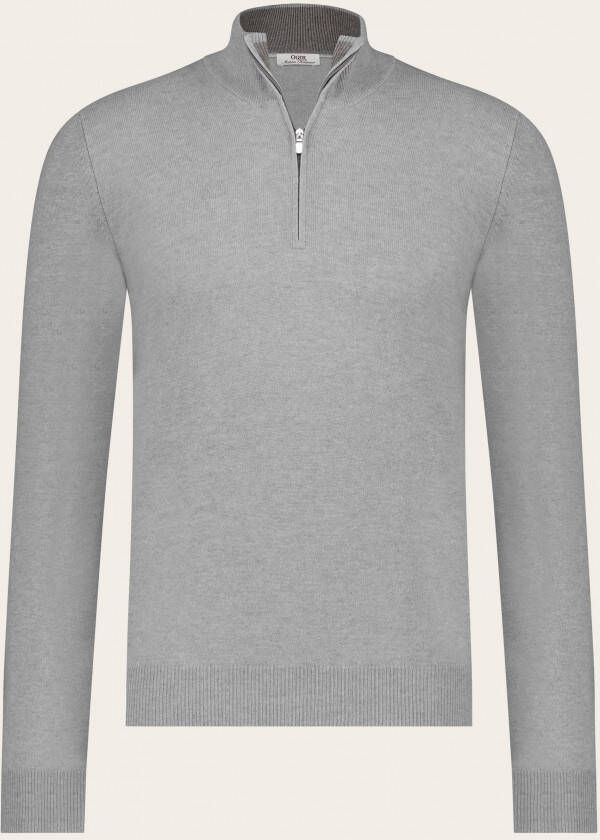 OGER Italian Knitwear Virgin wollen cashmere trui met ritssluiting Grijs