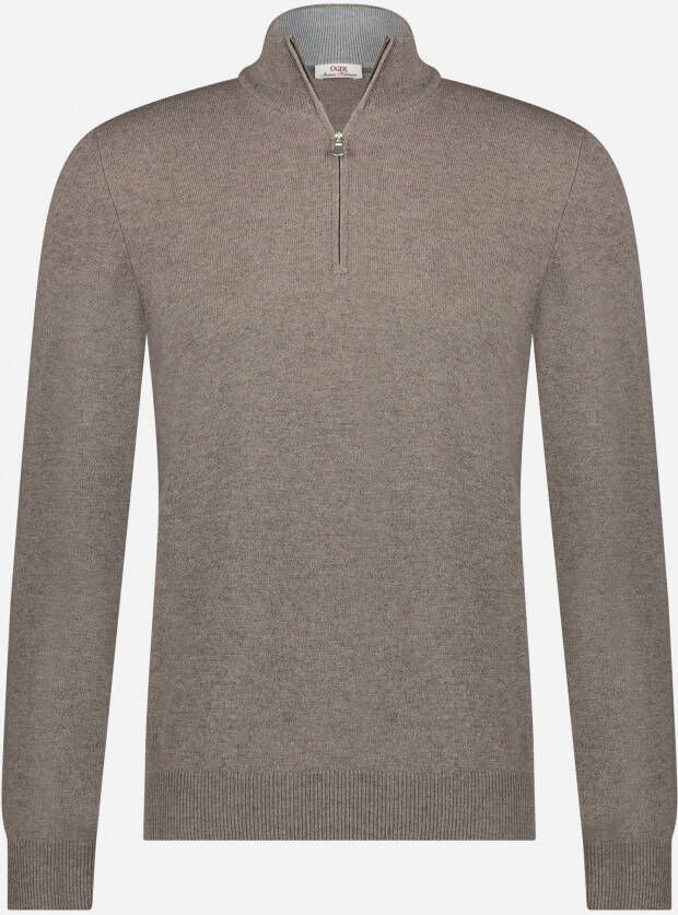 oger italian knitwear Virgin wollen cashmere trui met ritssluiting Taupe