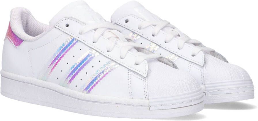 Adidas Witte Superstar J Sneakers met Holografische Accenten Wit Dames