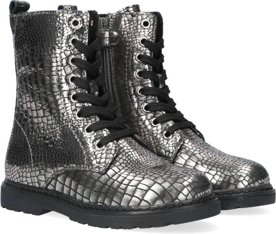 Apples & Pears B009048 Veterboots Laarzen Met Veters Meisjes Zilver