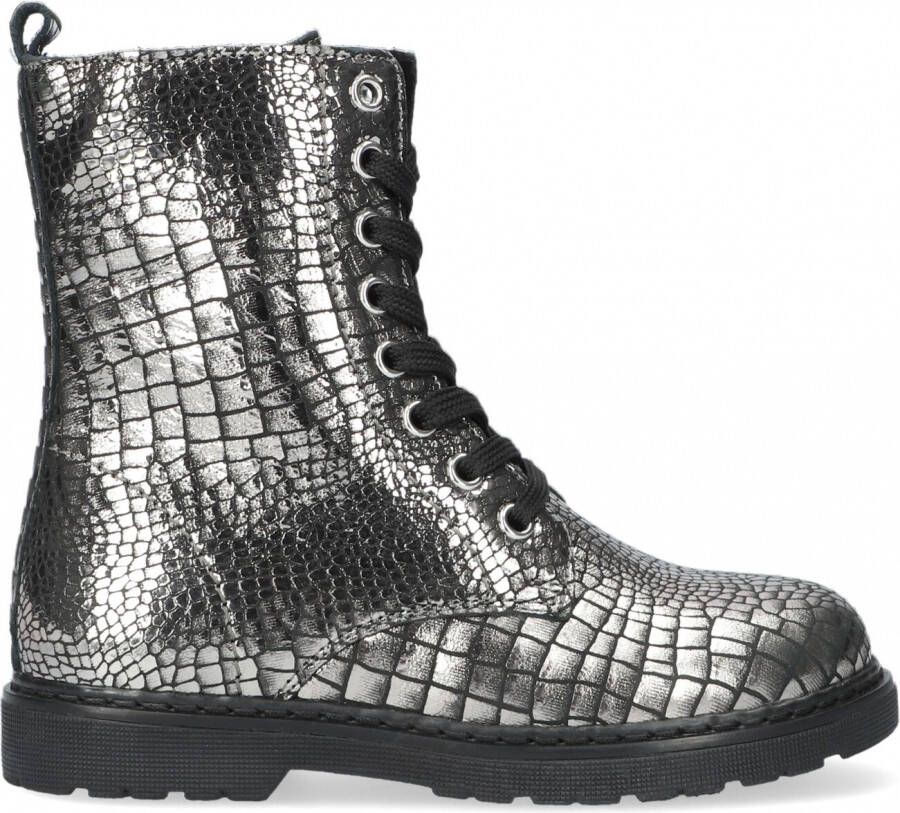 Apples & Pears B009048 Veterboots Laarzen Met Veters Meisjes Zilver - Foto 2