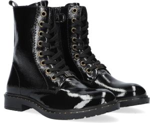 Apples & Pears B0010451 Veterboots Laarzen Met Veters Meisjes Zwart