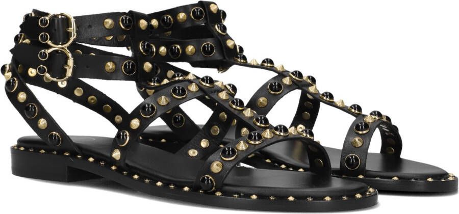 Ash Zwarte Leren Enkelband Sandalen Black Dames