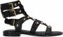 Ash Zwarte en Gouden Leren Platte Sandalen voor Vrouwen Zwart Dames - Thumbnail 3