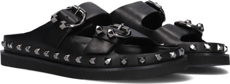 Ash Zwarte Leren Slippers met Studs Black Dames