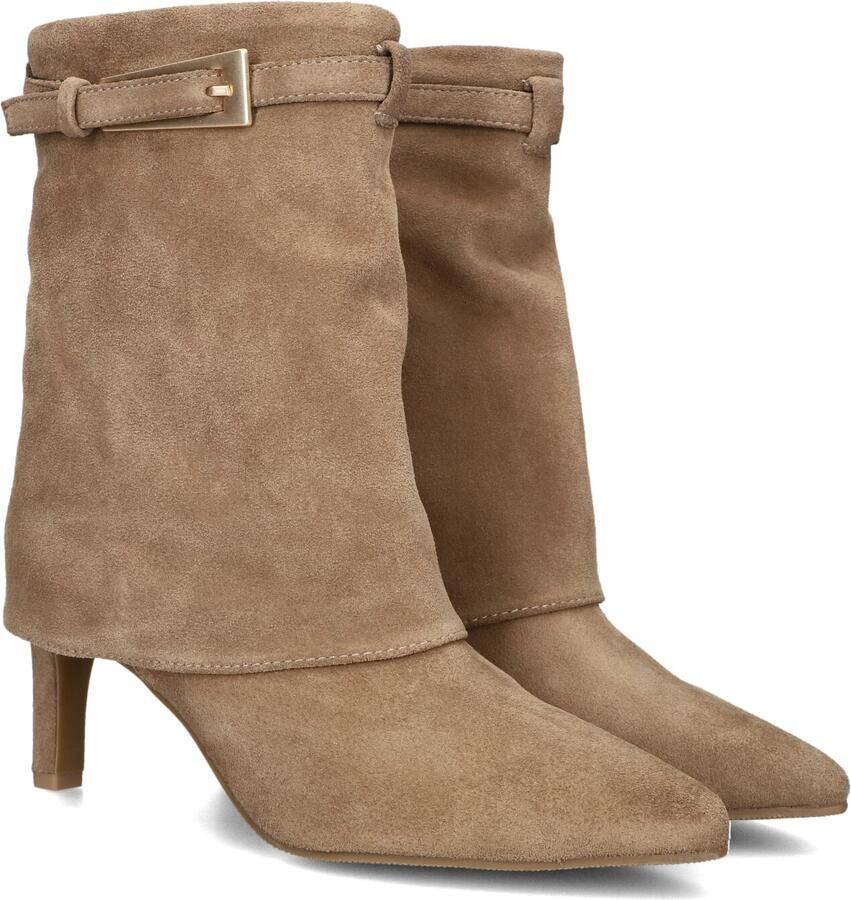 Babouche suède enkellaarsen met hak beige