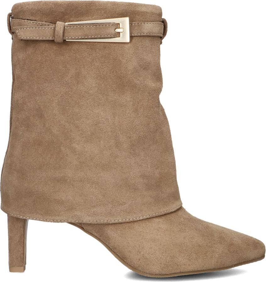 Babouche suède enkellaarsen met hak beige