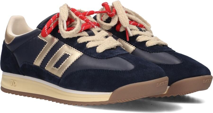 BACK70 Lage Sneakers Dames Jogger Suède Donkerblauw