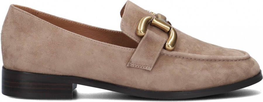Bibi Lou Beige Suède Loafers met Gouden Gesp Beige Dames