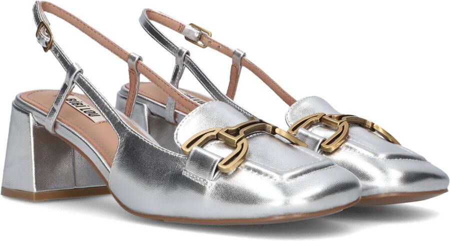 Bibi Lou Elegante Zilveren Leren Slingbacks Gray Dames