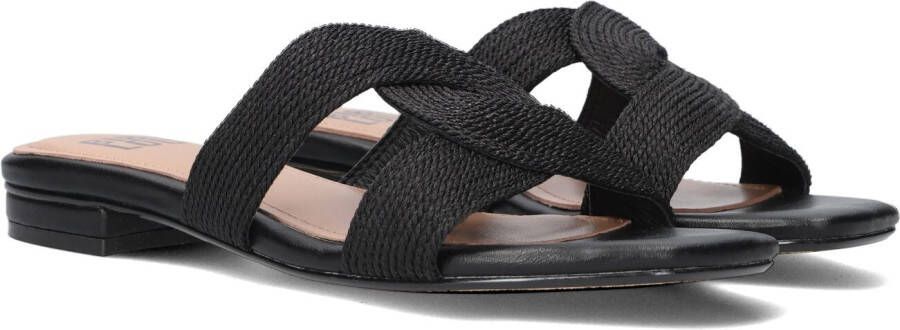 Bibi Lou Zwarte slippers met gevlochten patroon Black Dames