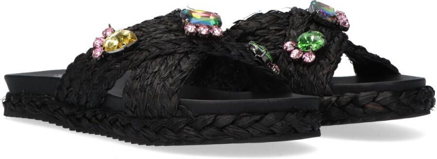 Bibi Lou Zwarte Platformslipper met Strass Stenen Black Dames